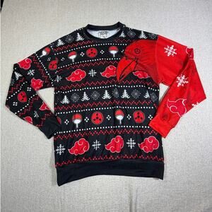 Animeape Men M Red Black Graphic Print Long Sleeve Gamer Streetwear Shirt Top